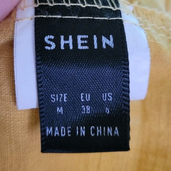 Shein Women's Small Prairie Cottage Core Dress Long Sleeve Crochet Detail Mustar - Picture 6 of 8